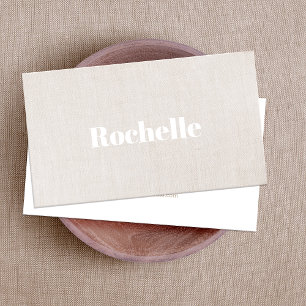 Simple Minimalistic Modern Beige Linen Background Business Card