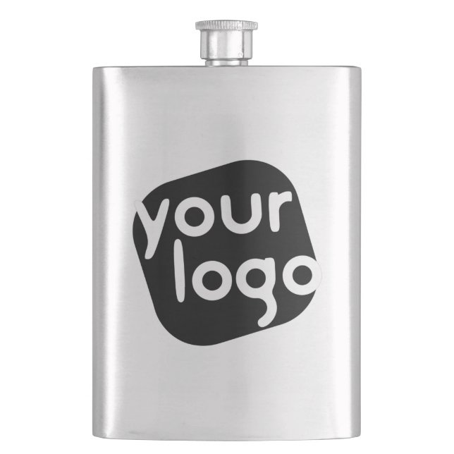   Simple Minimalistic Modern Branded Add Your Logo Hip Flask (Front)