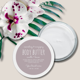 Simple minimalistic packaging lilac body butter classic round sticker