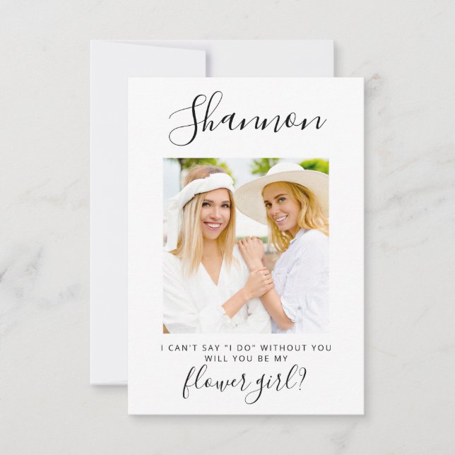 Simple Minimalistic Photo Flower Girl Invitation (Front)