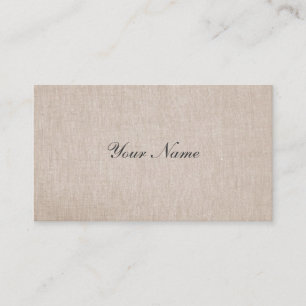 Simple Minimalistic Tan Beige Linen Business Card