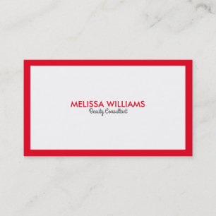 Simple Minimalistic White & Bright red Border Business Card