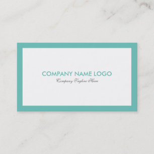 Simple Minimalistic White & Turquoise Border Business Card