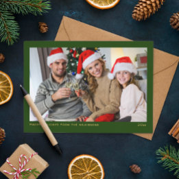 simple minimlist green photo holiday card