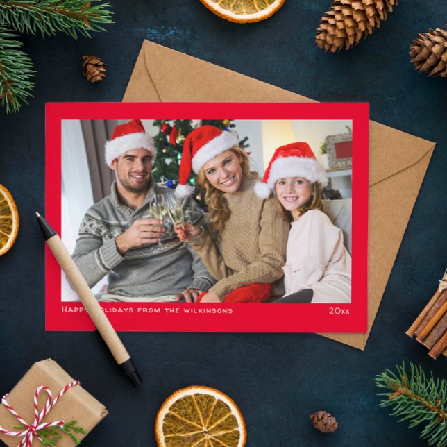 simple minimlist red family photo  holiday card (Creator Uploaded)
