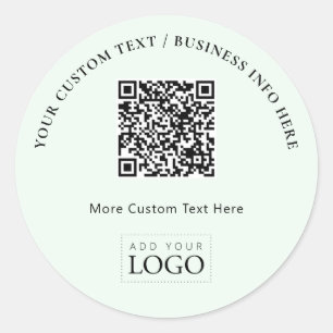 Simple Mint Business Logo QR Code Promotional Classic Round Sticker