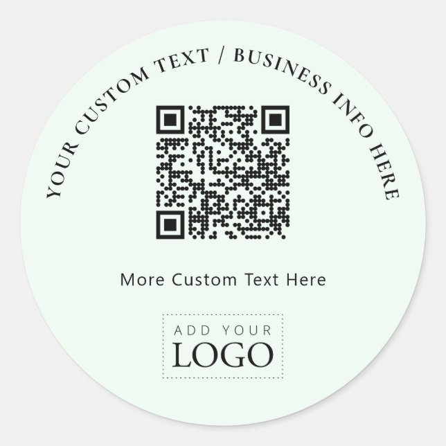 Simple Mint Business Logo QR Code Promotional Classic Round Sticker (Front)