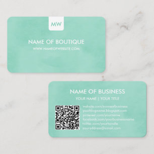 Simple Mint Chic Boutique Monogram Social Media Business Card