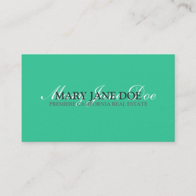 Simple Mint Green Business Card (Front)