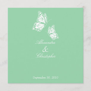 Simple Mint Green Butterflies Wedding Announcement