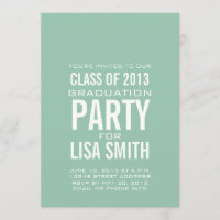 SIMPLE MINT GREEN CLASS OF 2013 PARTY INVITATION