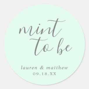 Simple Mint Green Elegant Wedding Classic Round Sticker