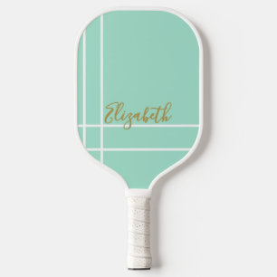 Simple mint green minimalist custom name ladies pickleball paddle