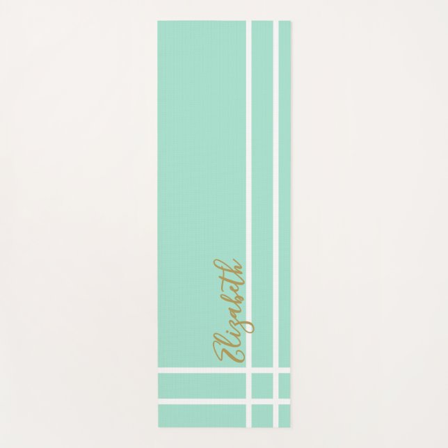 Simple mint green minimalist custom name ladies  yoga mat (Front)