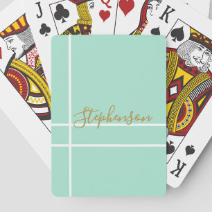 Simple mint green minimalist custom name playing cards
