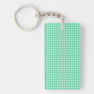Simple Mint Green White Geometric Pattern Key Ring