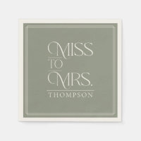 Simple Miss to Mrs Green Moss Bridal Shower Paper