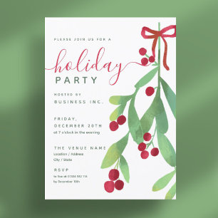 Simple Mistletoe Corporate Xmas Party Invitation