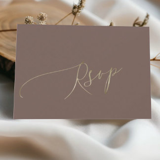 Simple Mocha Brown Wedding RSVP Card