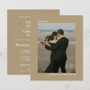 Simple Mocha Tan BUDGET Wedding Photo Invitation