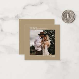 Simple Mocha Tan Wedding Save the Date Photo Card