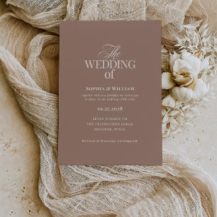 Simple Mocha Taupe Luxe Neutral Wedding Invitation