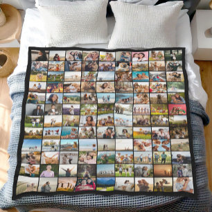 Simple Modern 108 Photo Collage Fleece Blanket