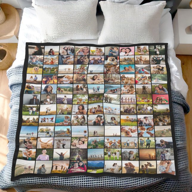 Simple Modern 108 Photo Collage Fleece Blanket (Creator Uploaded)