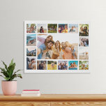 Simple Modern 17 Photo Collage Faux Canvas Print<br><div class="desc">Create your own personalised photo collage faux canvas print. Add 17 of your favourite pictures and custom colour background in this modern template design.</div>
