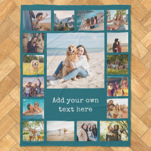Simple Modern 17 Photo Collage Fleece Blanket