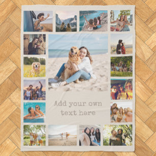 Simple Modern 17 Photo Collage Fleece Blanket