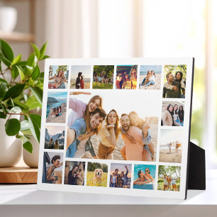 Simple Modern 17 Photo Collage Plaque