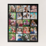Simple Modern 20 Instagram Photo Collage Black Jigsaw Puzzle<br><div class="desc">A simple photo collage grid template on black to personalise with 20 pictures to make it a memorable gift for holidays.</div>