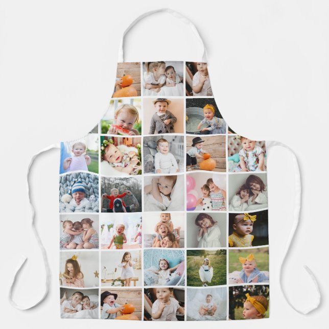 Simple Modern 29-Photo Collage Large Apron (Front)
