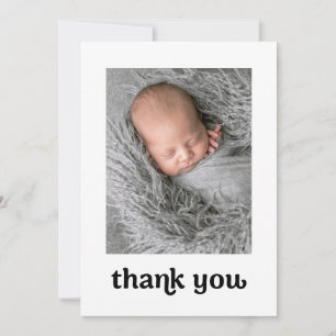 Simple Modern 2 Baby Photos Trendy retro Thank You Card