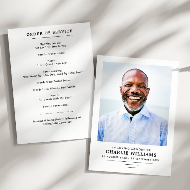 Simple Modern 2-Page Photo Funeral Program (Creator Uploaded)