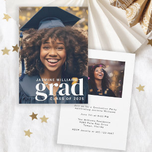 Simple Modern 2-Photo Graduation Party Invitation