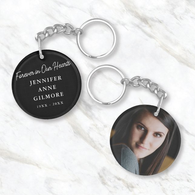 Simple Modern 2-Sided Photo Memorial Key Ring (Creator Uploaded)