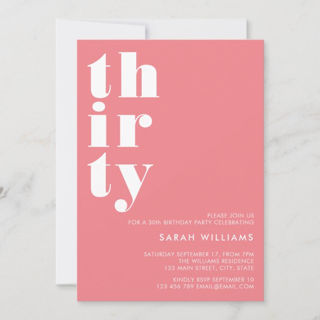 Simple Modern 30th Birthday Invitation (Front)