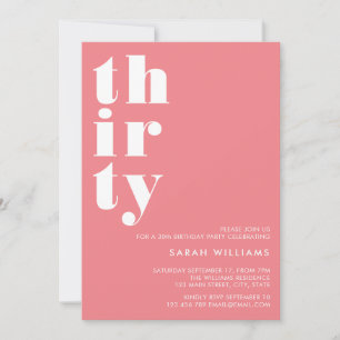Simple Modern 30th Birthday Invitation
