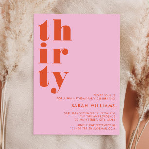 Simple Modern 30th Birthday Invitation