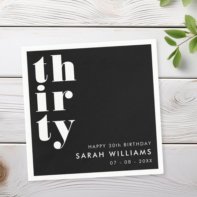 Simple Modern 30th Birthday Party Napkin (Creator Uploaded)