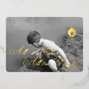Simple Modern 3 Photo Christmas Card