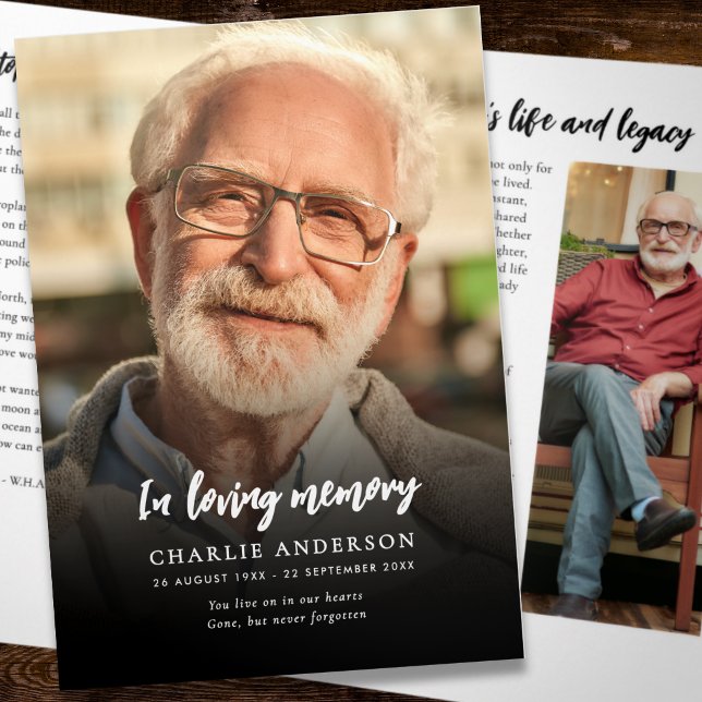 Simple Modern 3-Photo Funeral/Memorial Tri-Fold Programme (Creator Uploaded)