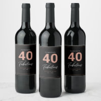 Simple Modern 40 & Fabulous Personalised Wine Labe