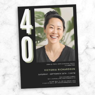 Simple Modern 40th Birthday  Invitation