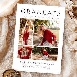 Simple Modern 4 Photos Graduation Announcement 