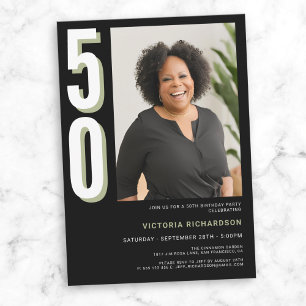 Simple Modern 50th Birthday  Invitation