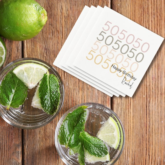 Simple Modern 50th Birthday Paper Napkin (Creator Uploaded)