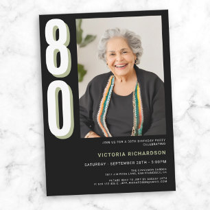 Simple Modern 80th Birthday  Invitation